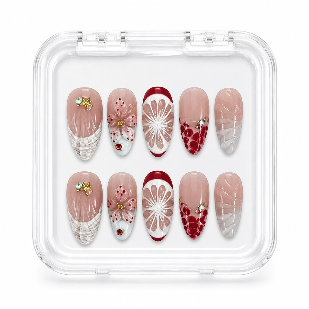 Press-on Nails Wholesale $7.90 Scarlet Lagoon by Yabe Vietnam