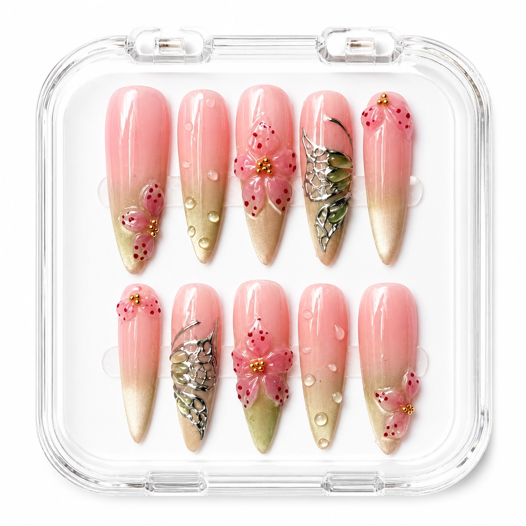 Press-on Nails Wholesale $7.90 Gilded Orchid Dew by Yabe Vietnam