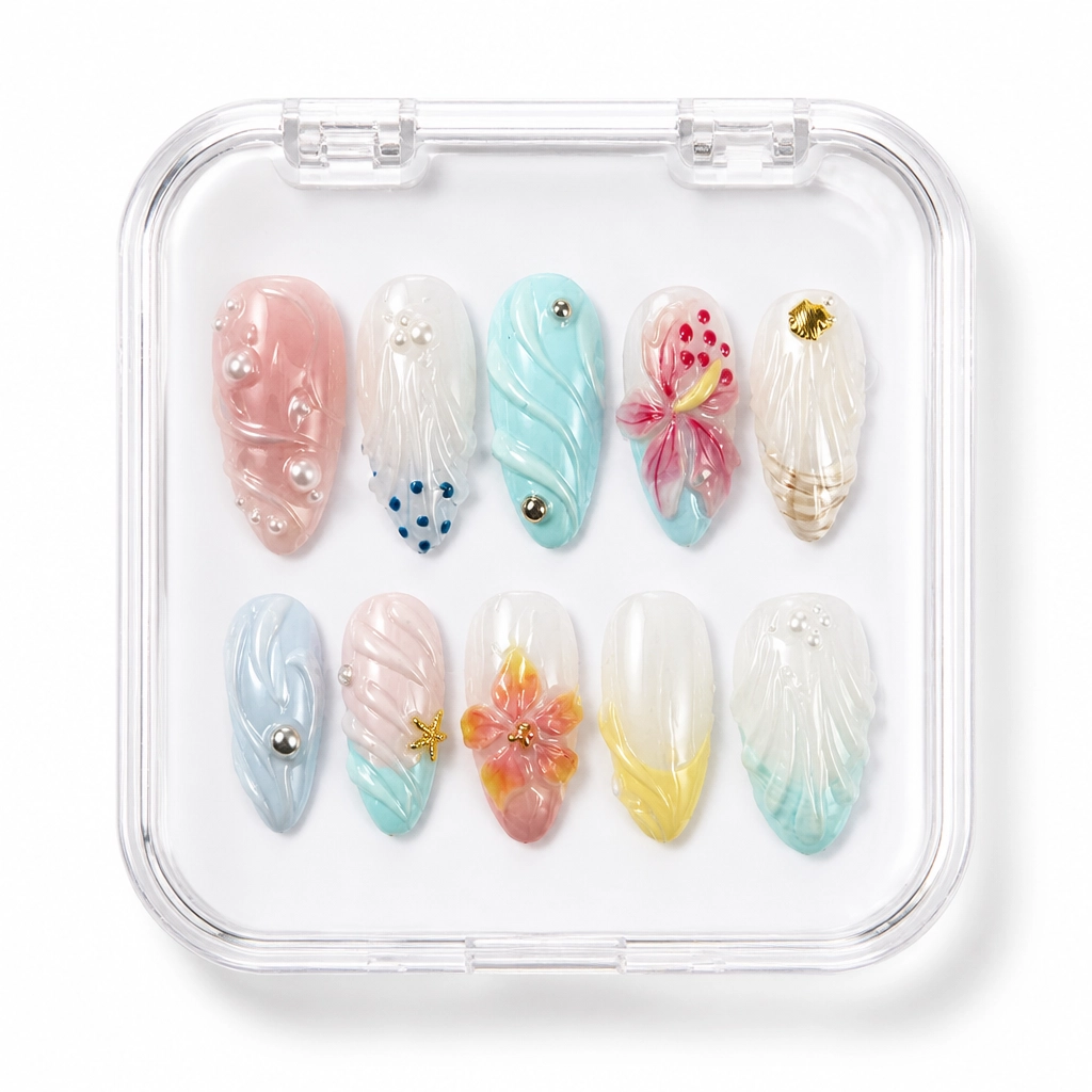 Press-on Nails Wholesale $7.90 Seashell Pearl Bliss by Yabe Vietnam