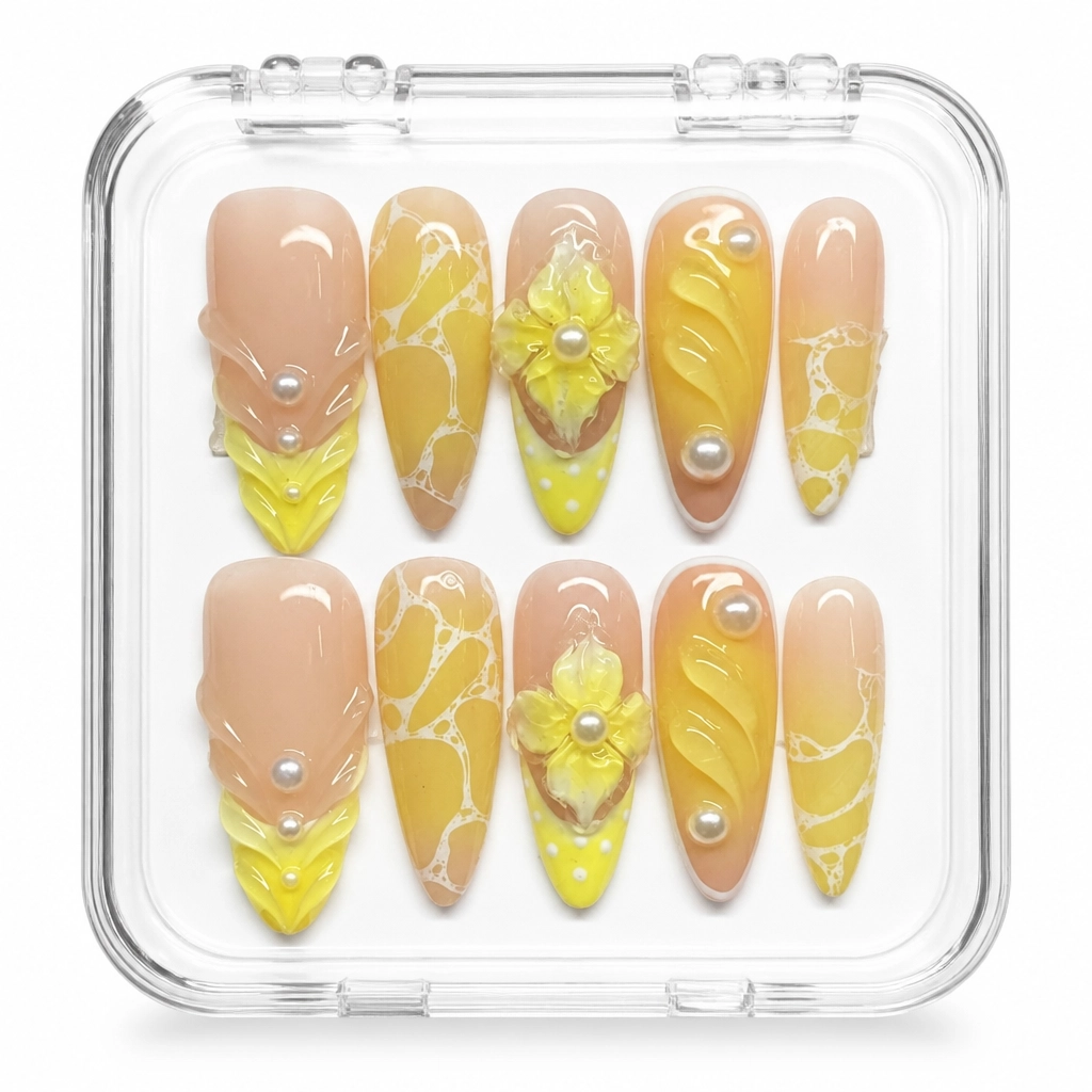Press-on Nails Wholesale $7.90 Sunny Citrus Shells by Yabe Vietnam