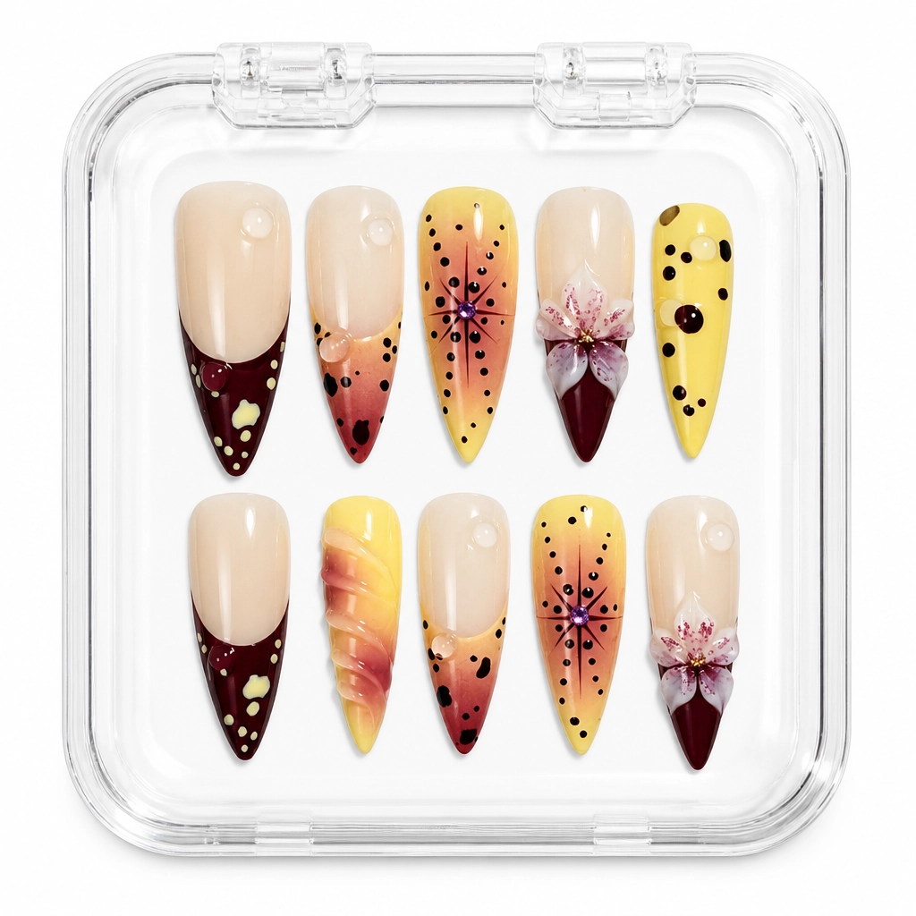 Press-on Nails Wholesale $7.90 Sunset Orchid Bloom by Yabe Vietnam