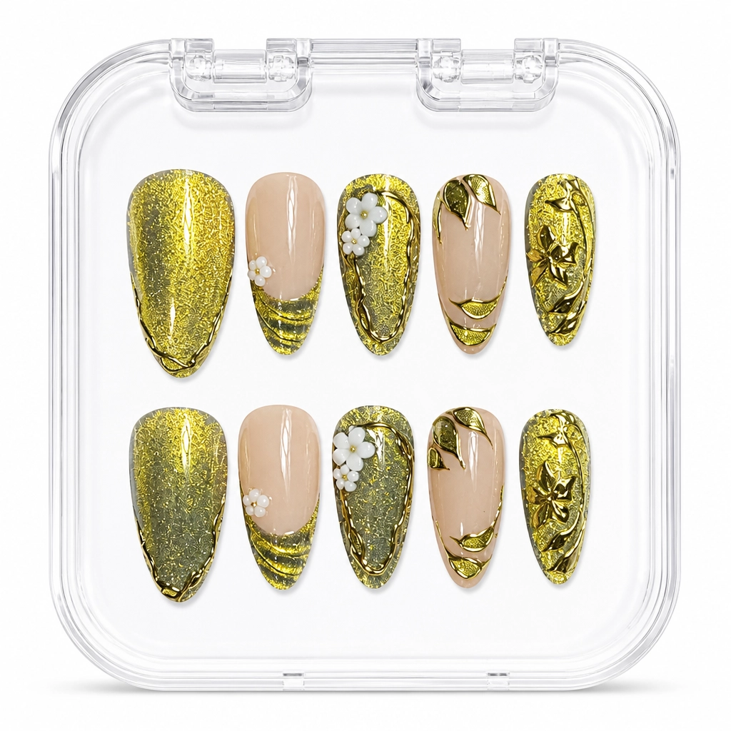 Press-on Nails Wholesale $7.90 Golden Bloom by Yabe Vietnam