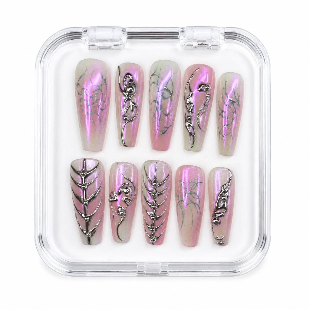 Press-on Nails Wholesale $7.90 Cybernetic Chrome by Yabe Vietnam