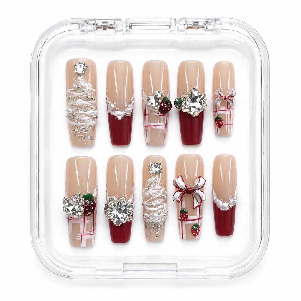 Press-on Nails Wholesale $7.90 Gilded Christmas Bliss by Yabe Vietnam