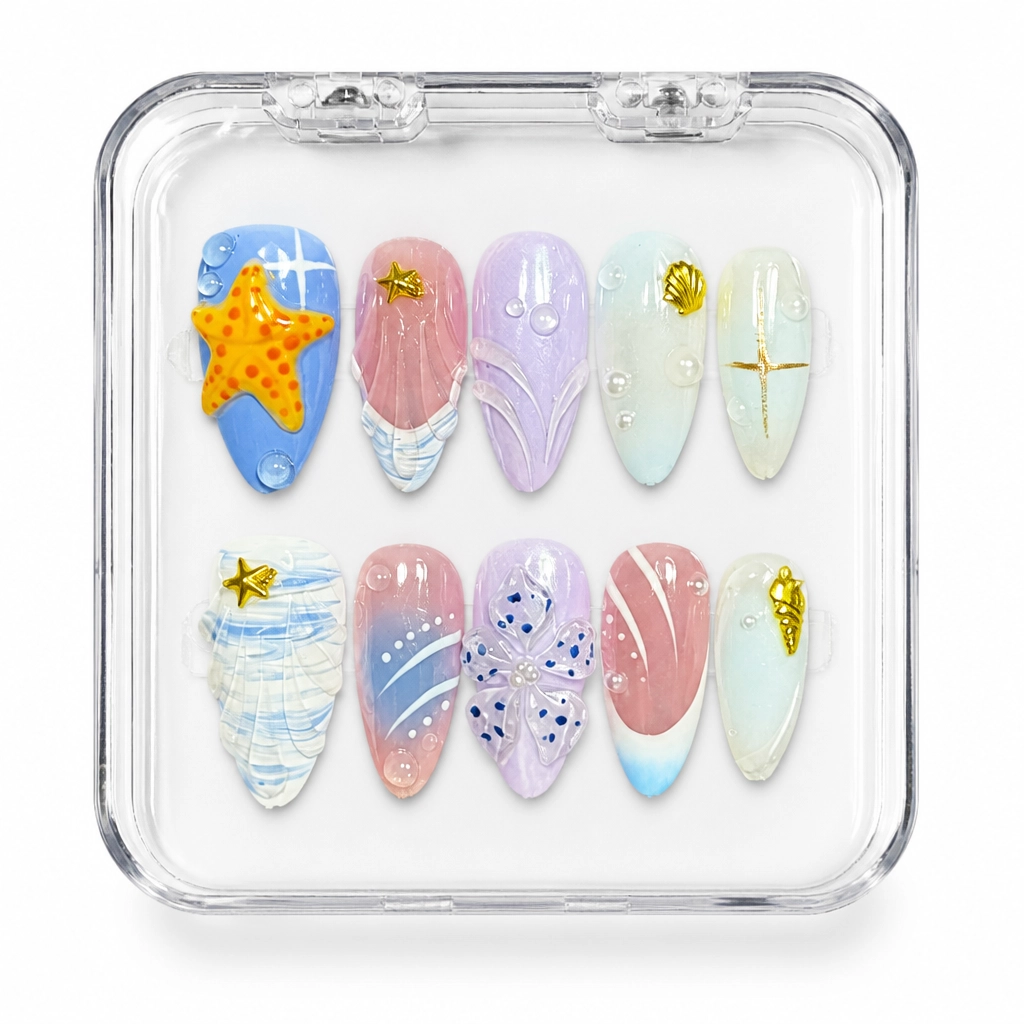 Press-on Nails Wholesale $7.90 Ocean Whispers by Yabe Vietnam