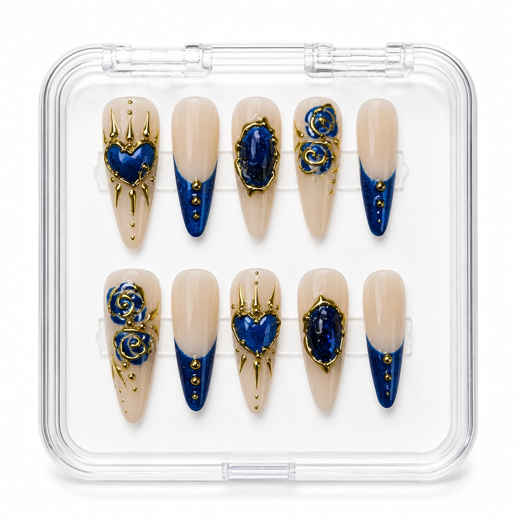 Press-on Nails Wholesale $7.90 Sapphire Royal Rose by Yabe Vietnam