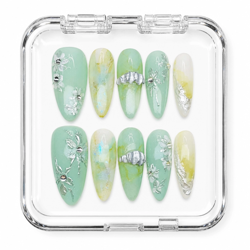 Press-on Nails Wholesale $7.90 Mint Meadow Bliss by Yabe Vietnam
