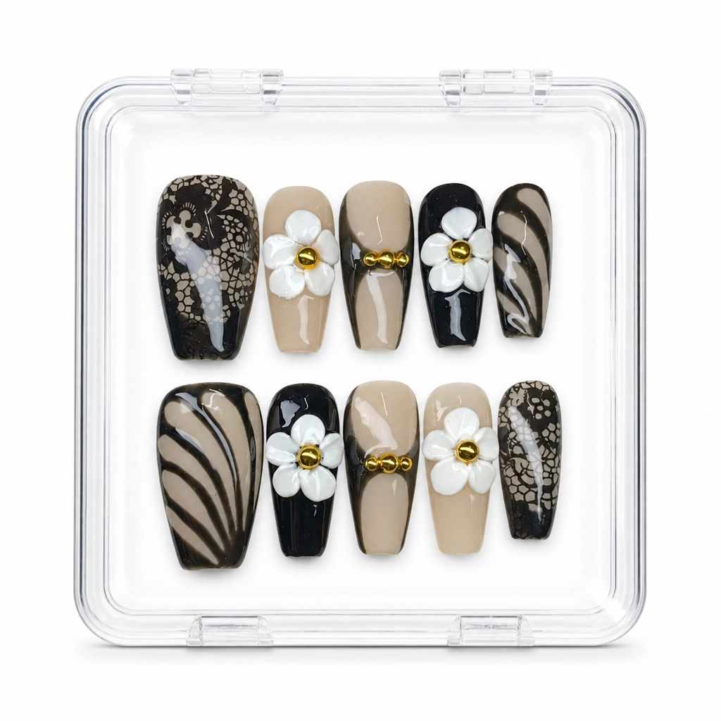 Press-on Nails Wholesale $7.90 Lace Blossom by Yabe Vietnam