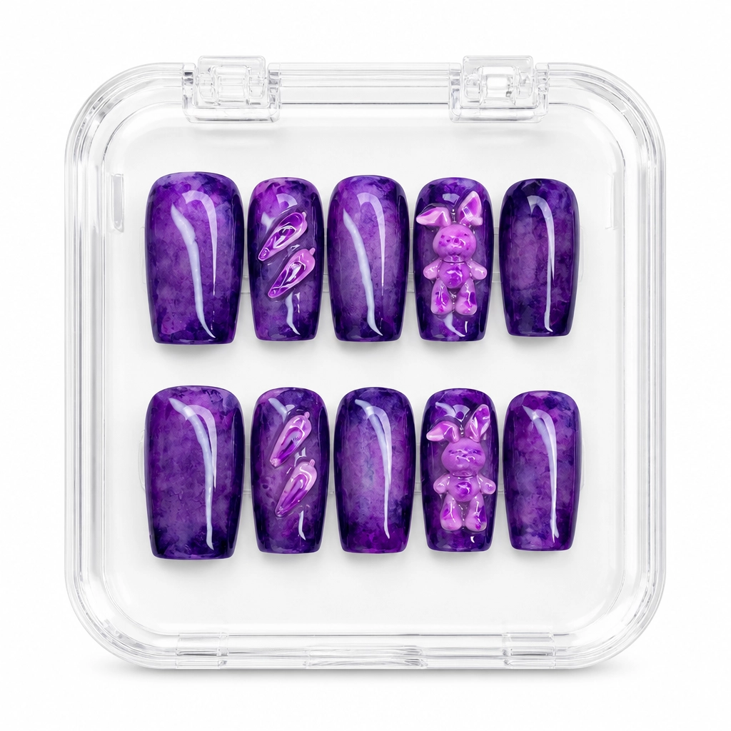 Press-on Nails Wholesale $7.90 Velvet Violet Bunny by Yabe Vietnam