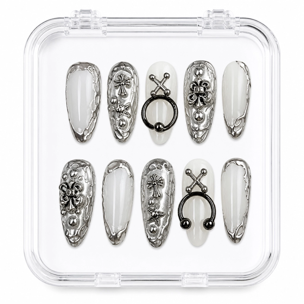 Press-on Nails Wholesale $7.90 Cyber Chrome Dreams by Yabe Vietnam