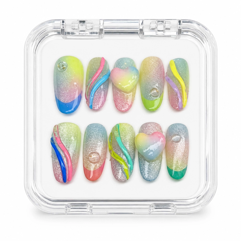 Press-on Nails Wholesale $7.90 Pastel Heart Glow by Yabe Vietnam