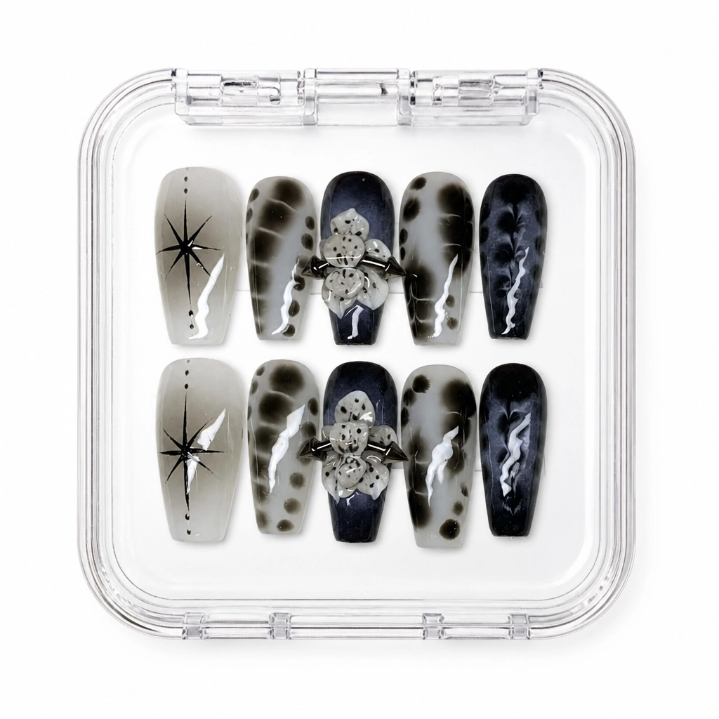 Press-on Nails Wholesale $7.90 Midnight Aura Bloom by Yabe Vietnam