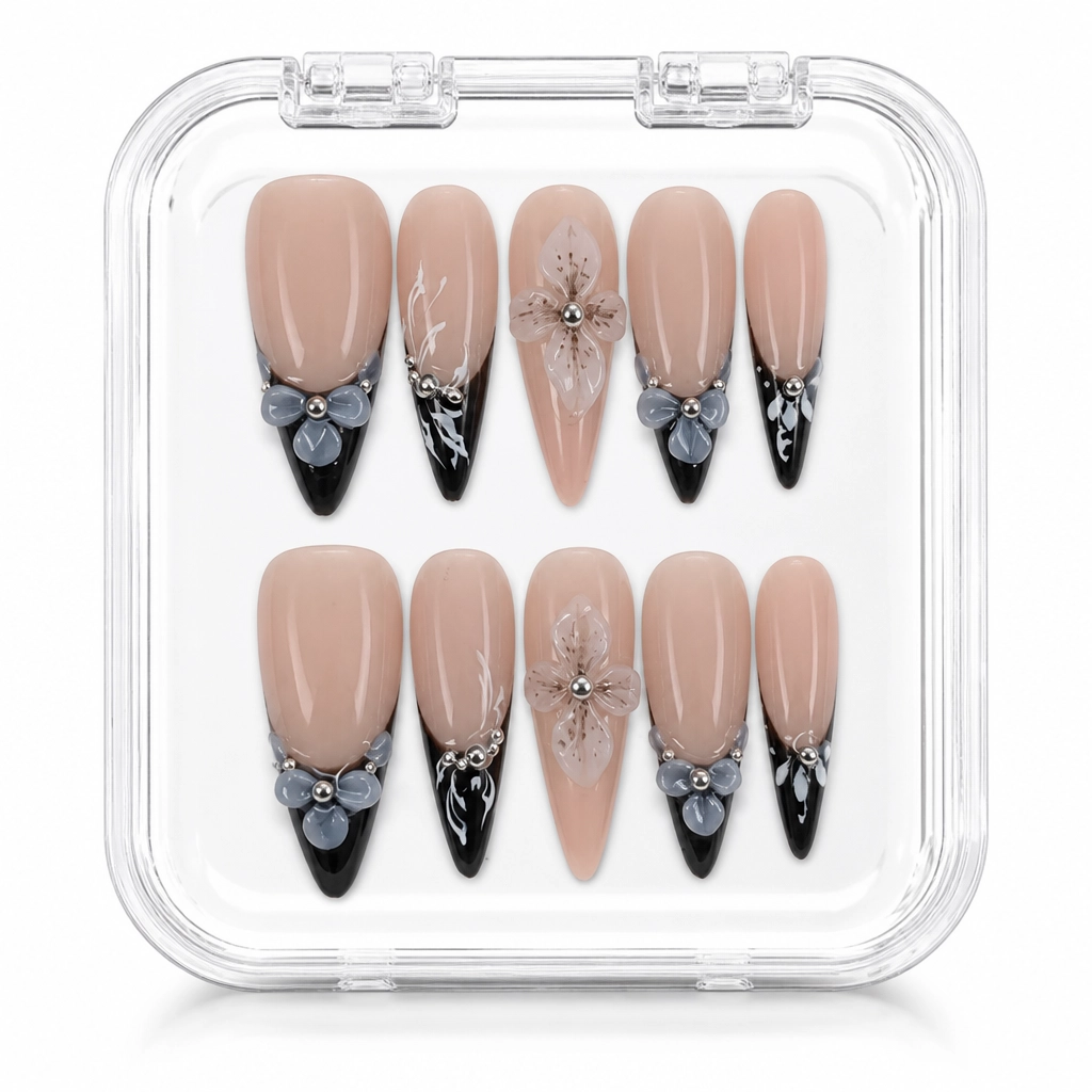 Press-on Nails Wholesale $7.90 Blossom Noir by Yabe Vietnam