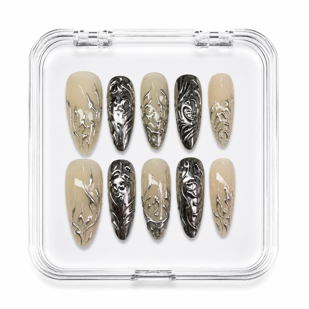 Press-on Nails Wholesale $7.90 Liquid Chrome Alchemy by Yabe Vietnam