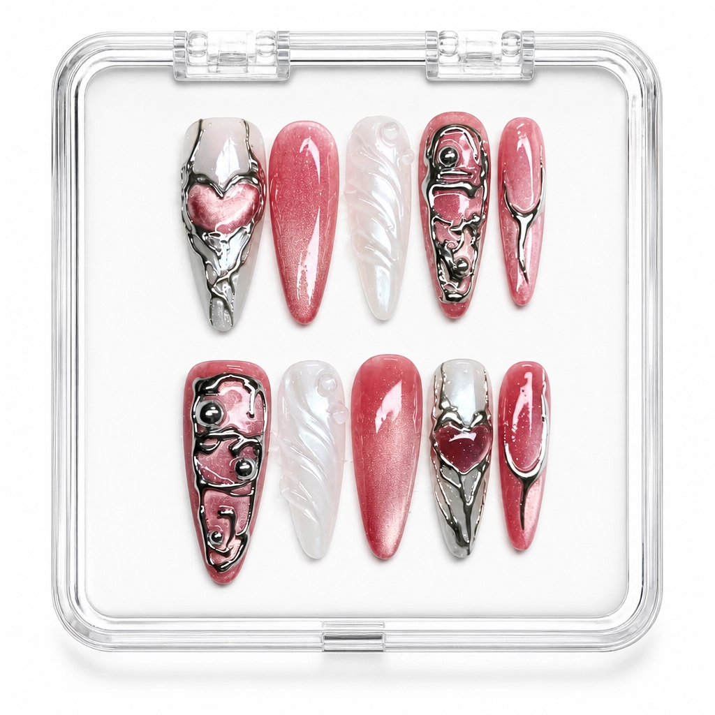 Press-on Nails Wholesale $7.90 Rose Quartz Cyber by Yabe Vietnam