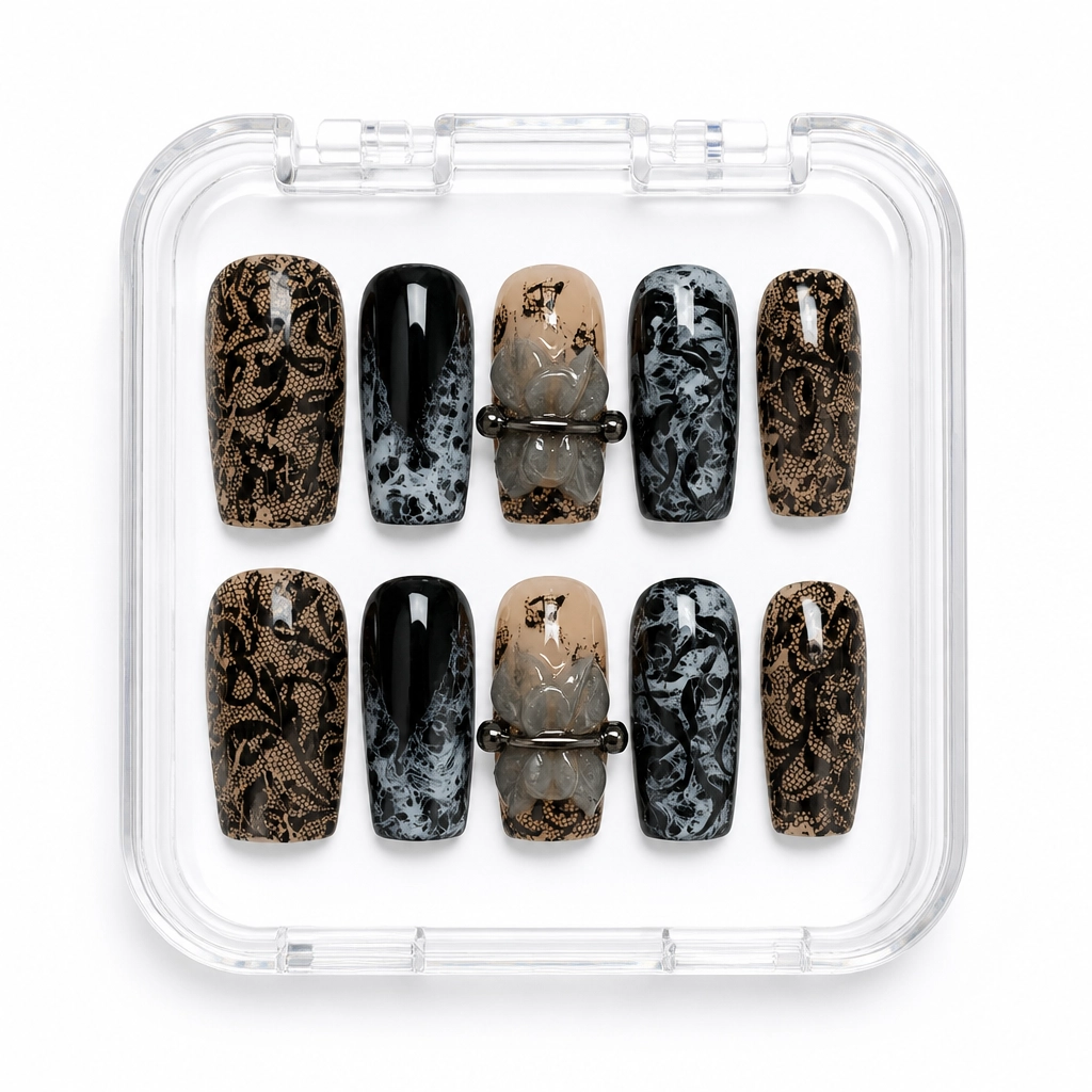Press-on Nails Wholesale $7.90 Victorian Lace Charm by Yabe Vietnam
