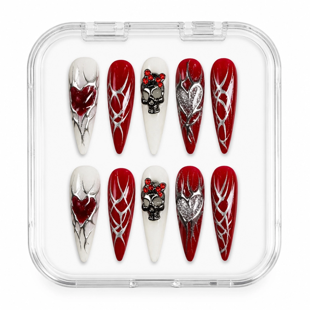 Press-on Nails Wholesale $7.90 Crimson Skull Charm by Yabe Vietnam