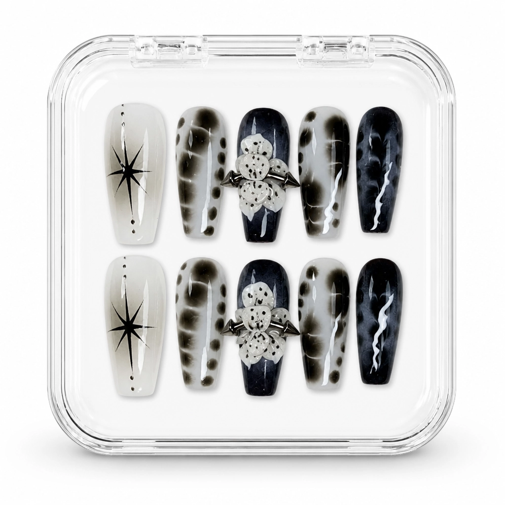 Press-on Nails Wholesale $7.90 Obsidian Bloom by Yabe Vietnam