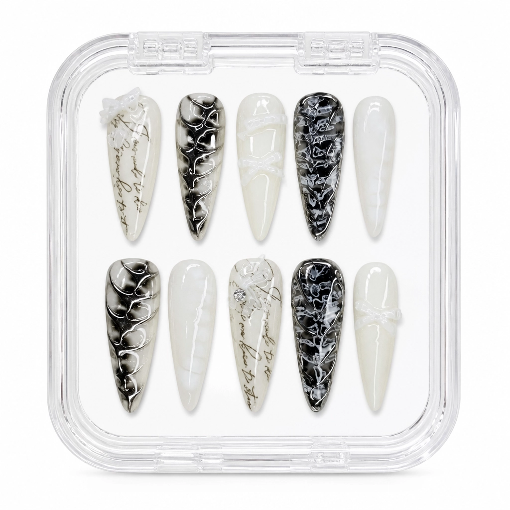 Press-on Nails Wholesale $7.90 Onyx Elegance by Yabe Vietnam