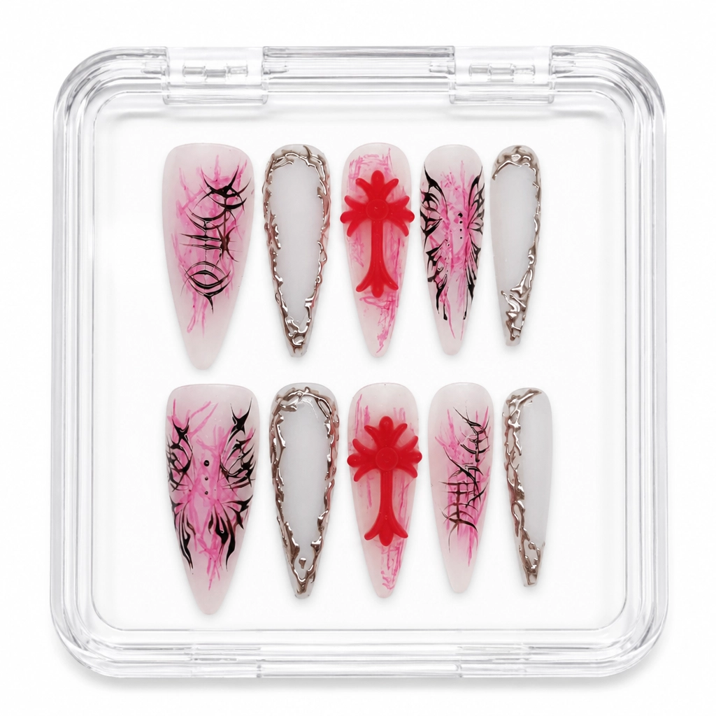 Press-on Nails Wholesale $7.90 Cyber Pink Goth by Yabe Vietnam