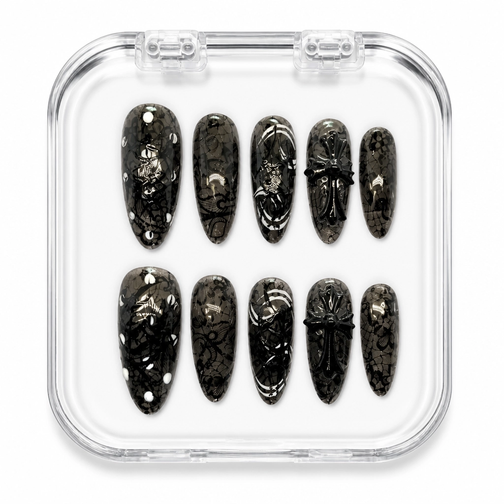 Press-on Nails Wholesale $7.90 Gothic Lace Charm by Yabe Vietnam