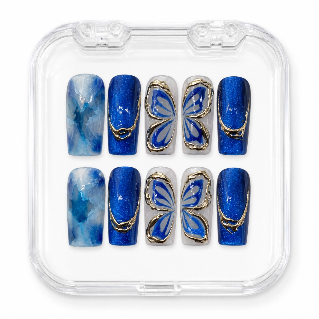 Press-on Nails Wholesale $7.90 Sapphire Wings by Yabe Vietnam
