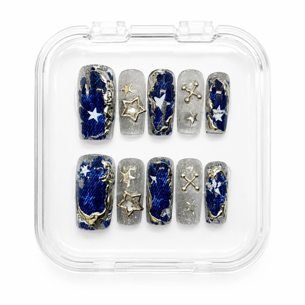 Press-on Nails Wholesale $7.90 Denim Punk Star by Yabe Vietnam