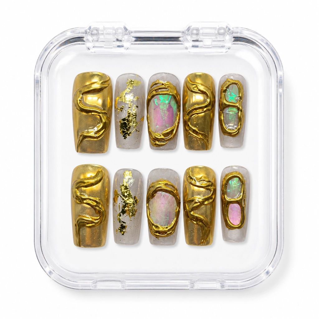 Press-on Nails Wholesale $7.90 Golden Aura by Yabe Vietnam