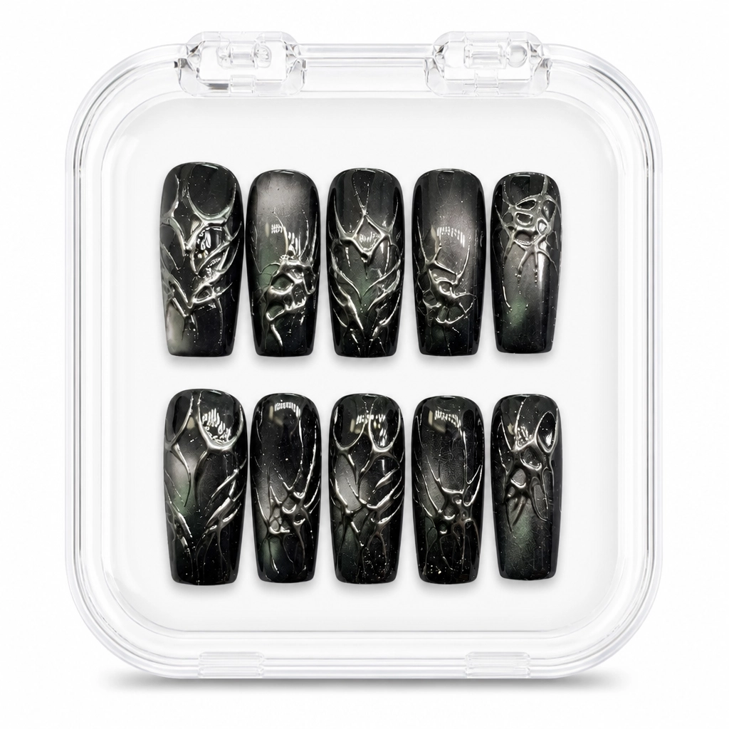 Press-on Nails Wholesale $7.90 Onyx Liquid Metal by Yabe Vietnam