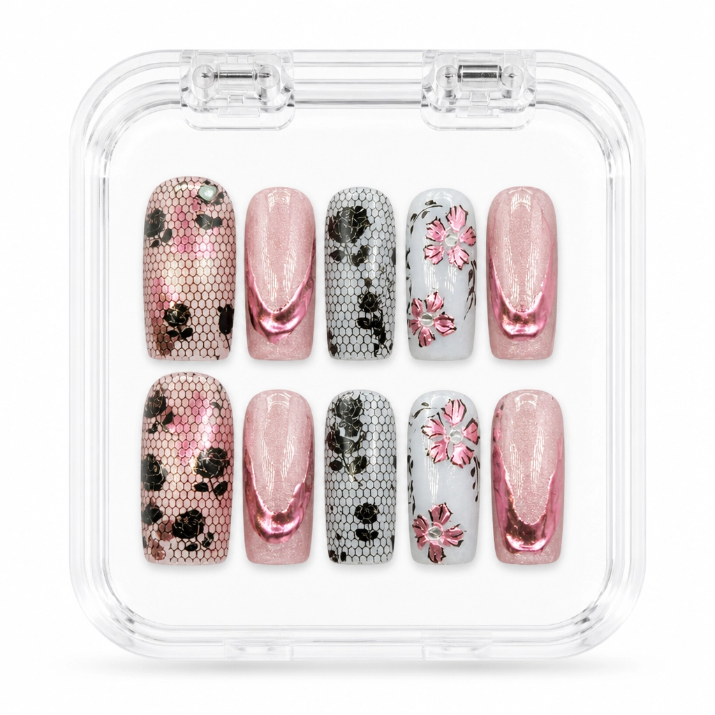 Press-on Nails Wholesale $7.90 Velvet Rose Lace by Yabe Vietnam
