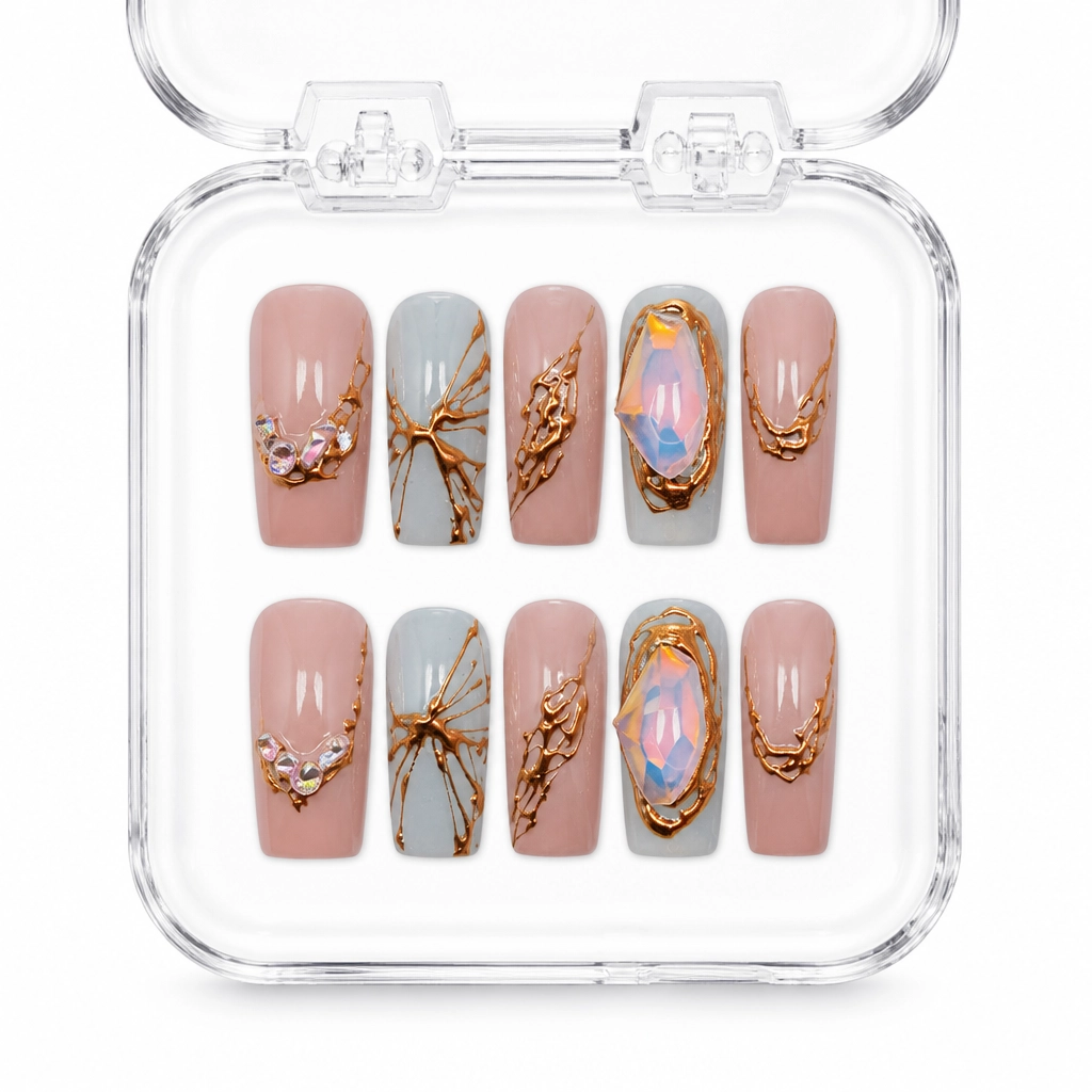 Press-on Nails Wholesale $7.90 Ethereal Gilded Gems by Yabe Vietnam
