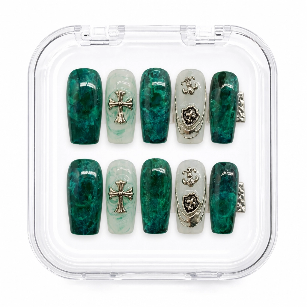 Press-on Nails Wholesale $7.90 Emerald Elegance by Yabe Vietnam