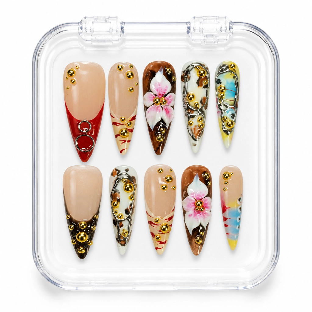 Press-on Nails Wholesale $7.90 Gilded Blossom by Yabe Vietnam