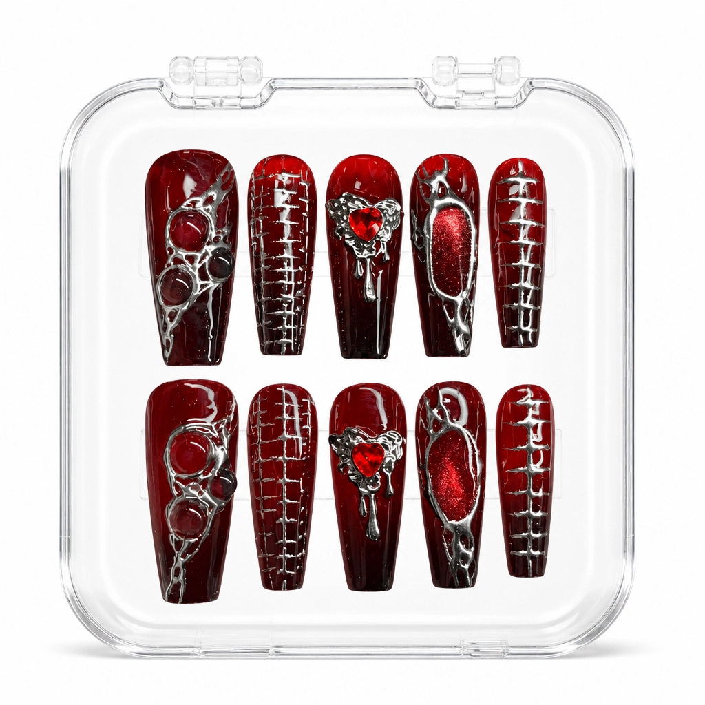 Press-on Nails Wholesale $7.90 Crimson Elegance by Yabe Vietnam