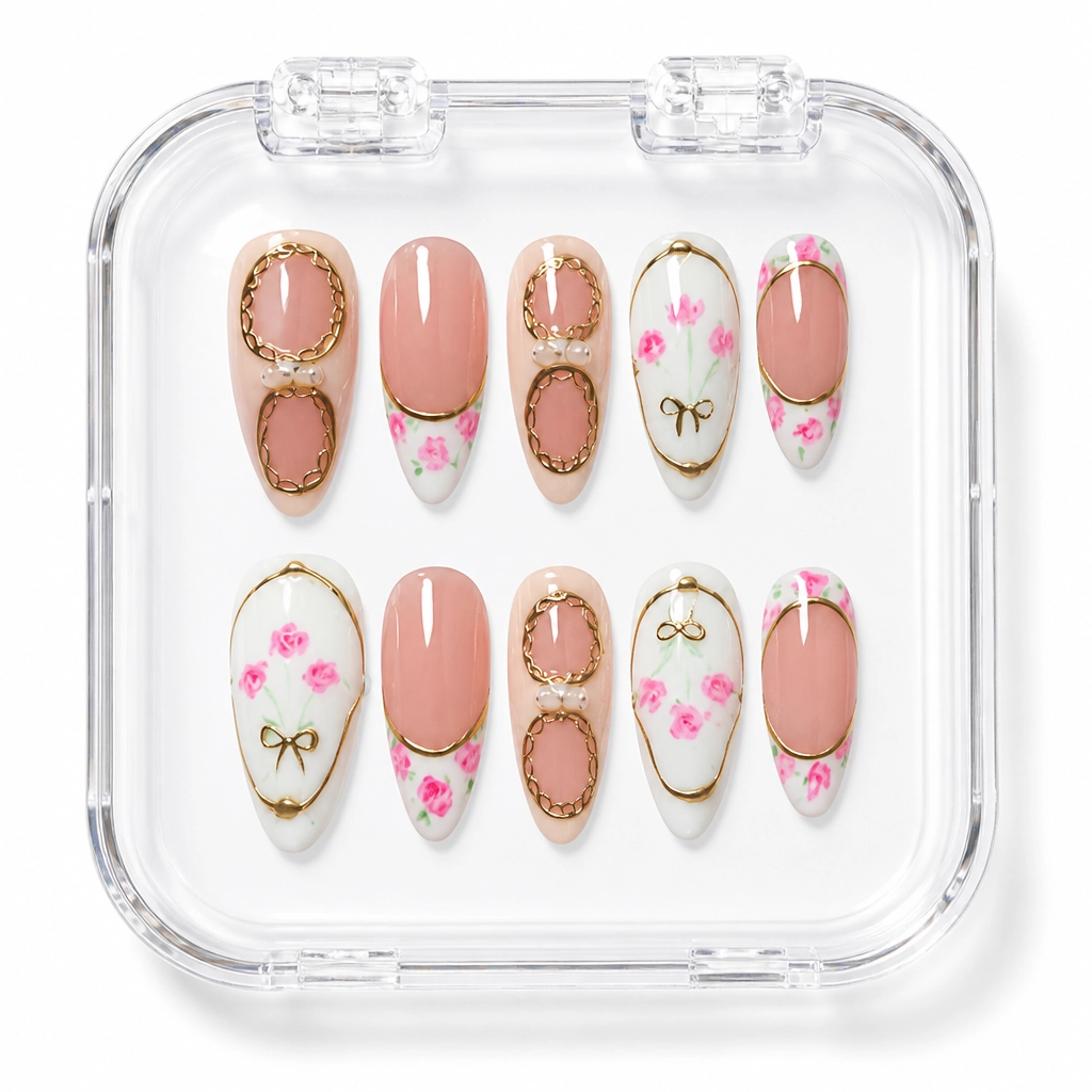 Press-on Nails Wholesale $7.90 Vintage Rose Elegance by Yabe Vietnam