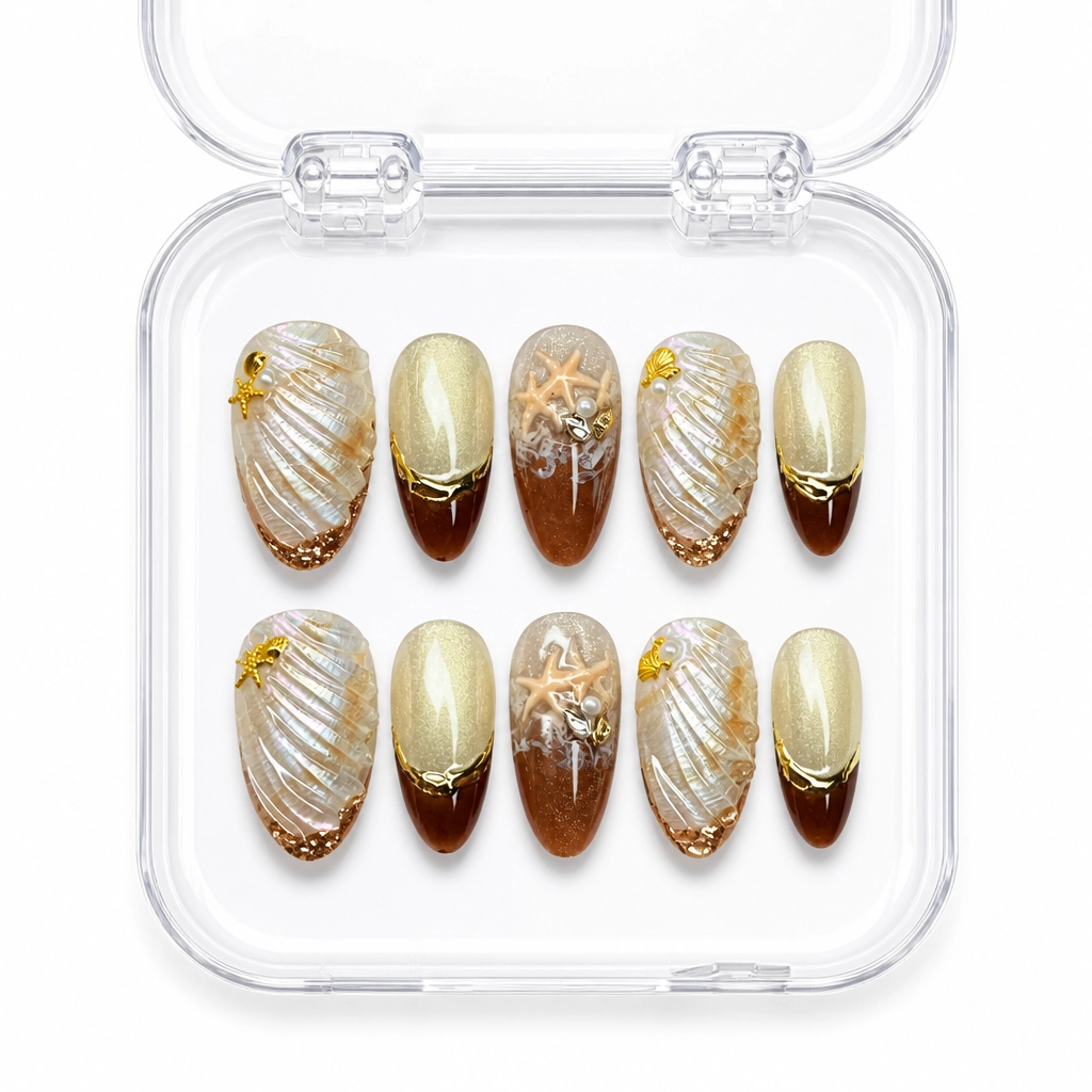 Press-on Nails Wholesale $7.90 Golden Ocean Breeze by Yabe Vietnam