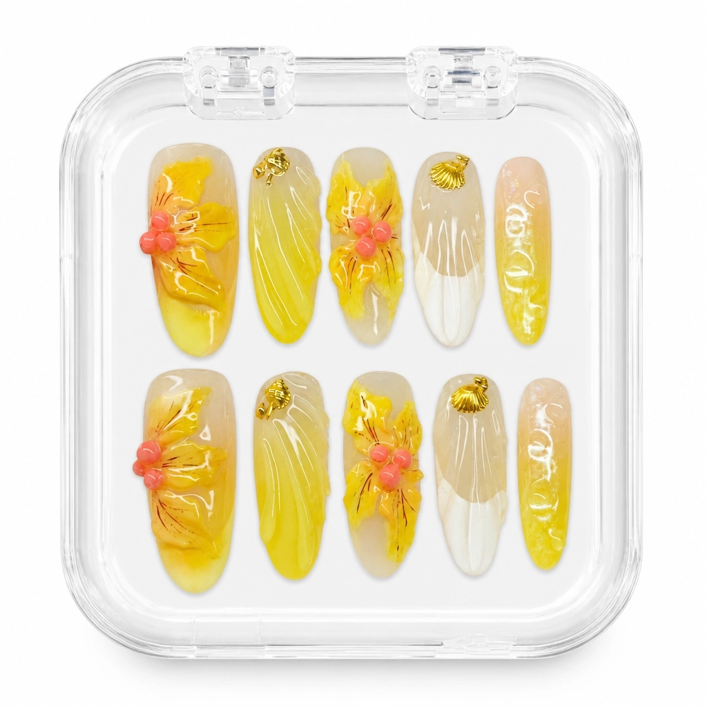 Press-on Nails Wholesale $7.90 Golden Bloom by Yabe Vietnam