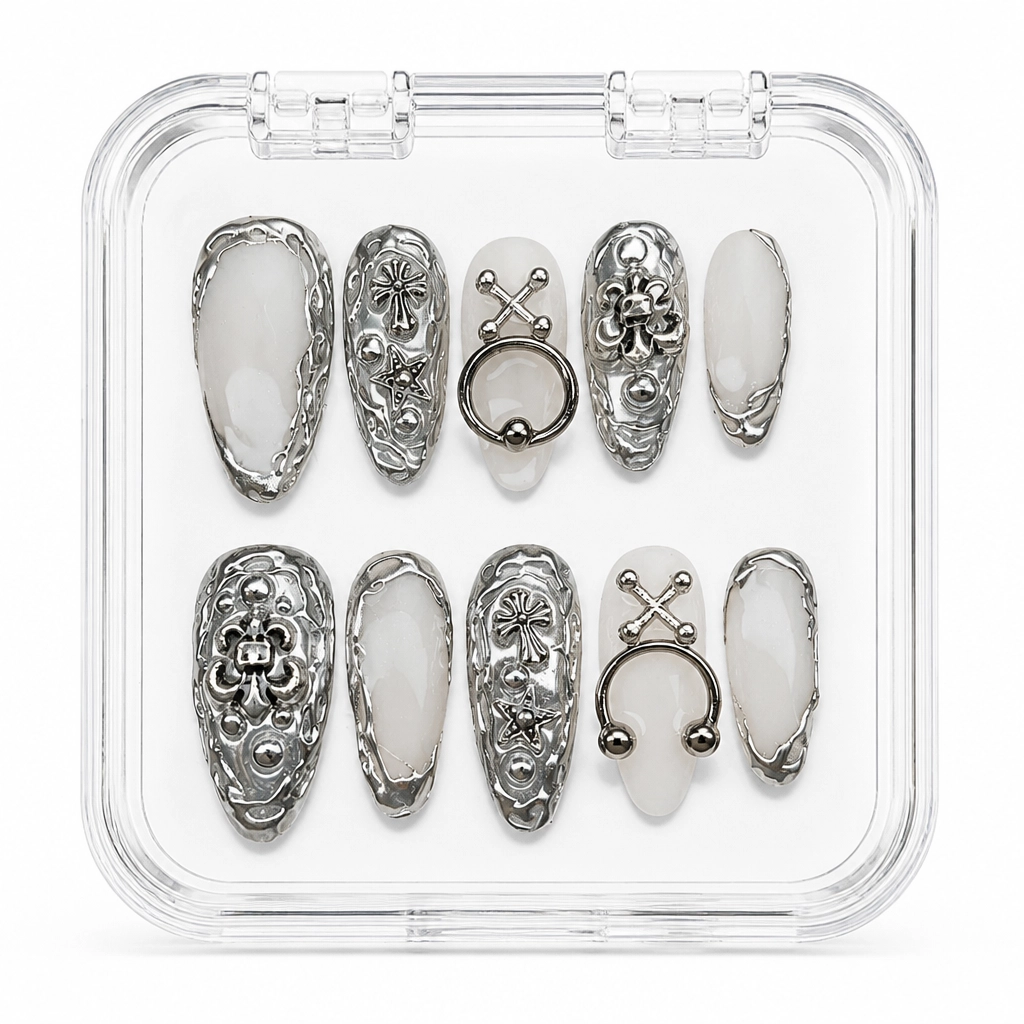 Press-on Nails Wholesale $7.90 Gothic Pearl Chrome by Yabe Vietnam