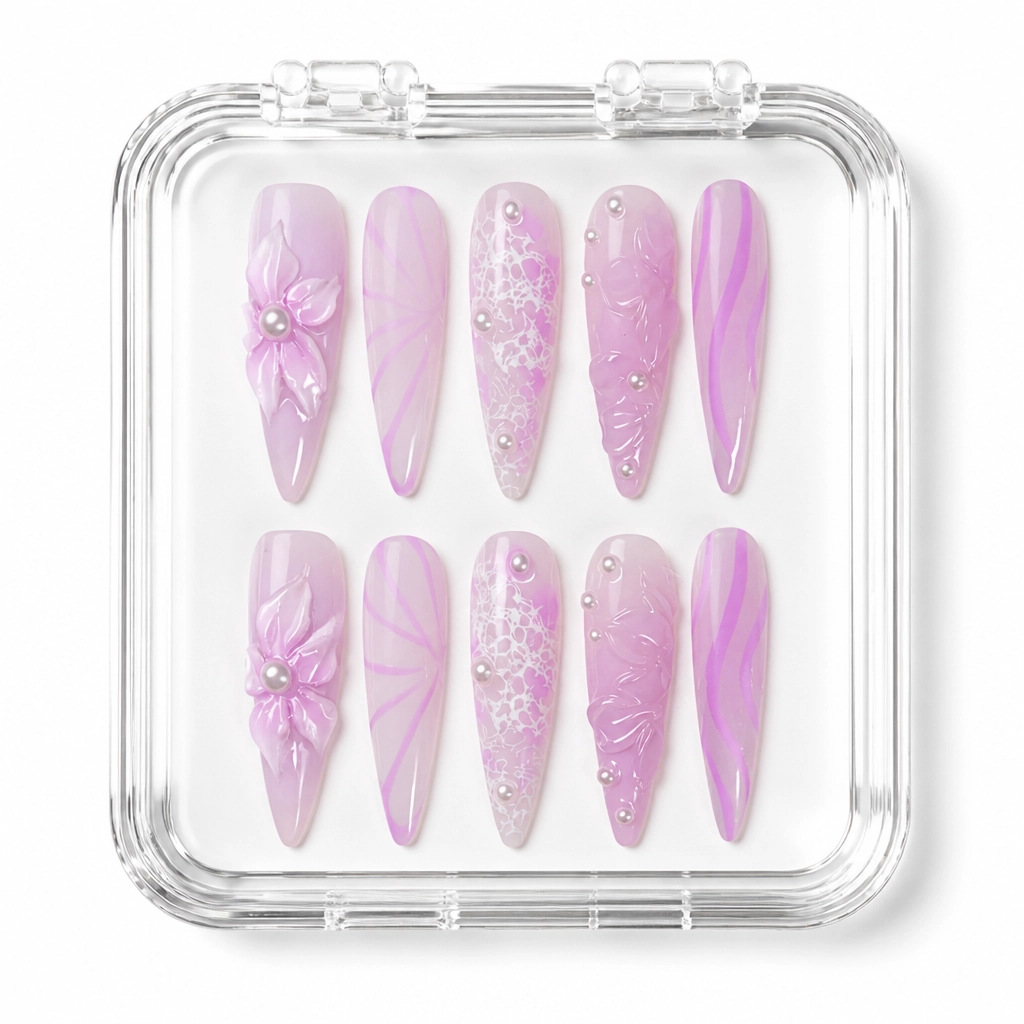 Press-on Nails Wholesale $7.90 Orchid Lace Dream by Yabe Vietnam