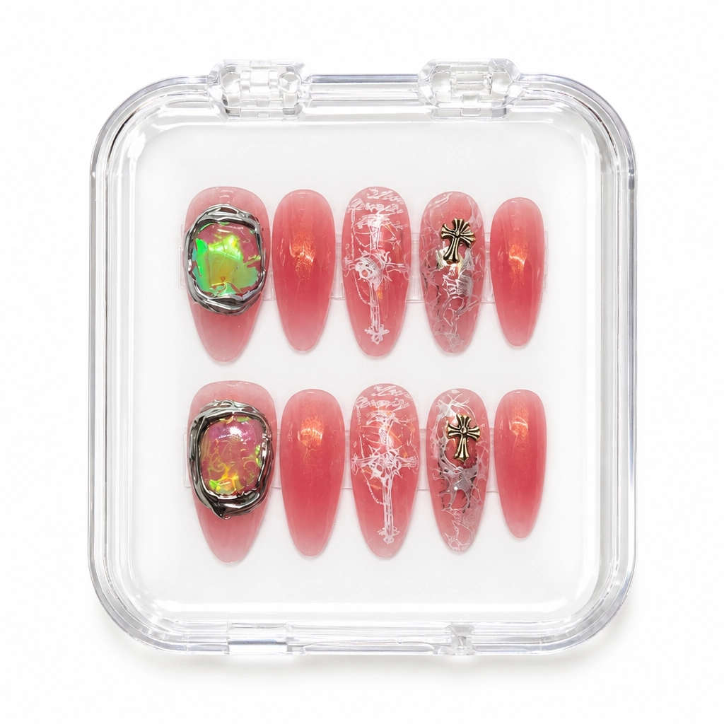 Press-on Nails Wholesale $7.90 Gothic Coral Charm by Yabe Vietnam