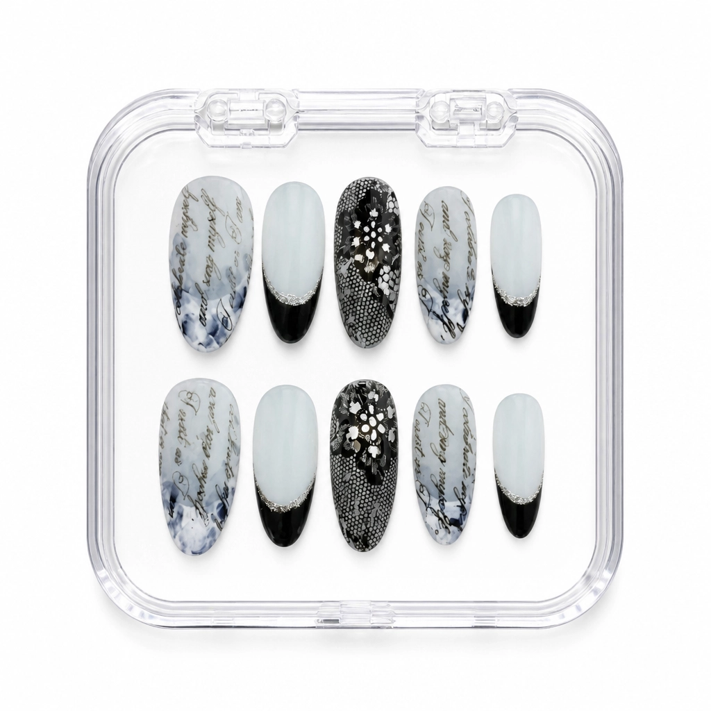 Press-on Nails Wholesale $11.90 Luxe Lace Script by Yabe Vietnam