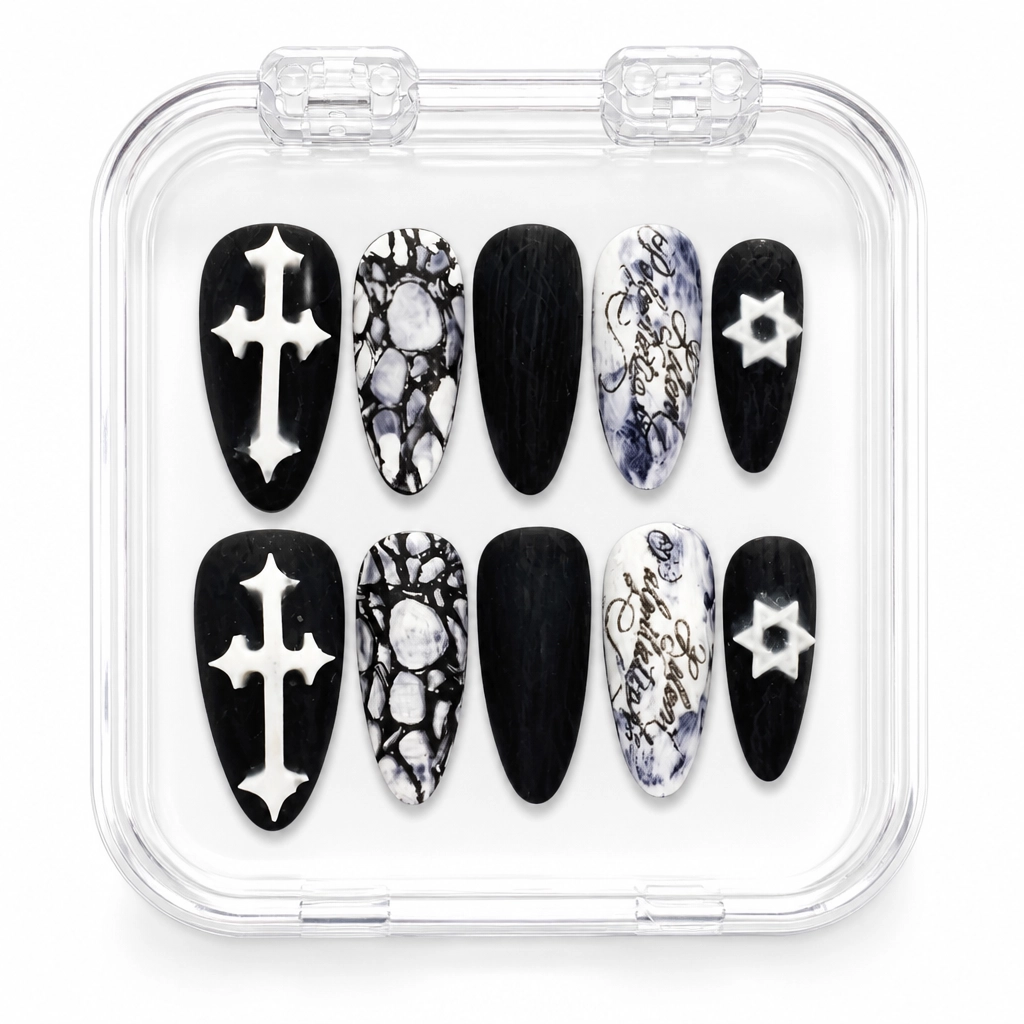Press-on Nails Wholesale $11.90 Gothic Midnight Grace by Yabe Vietnam