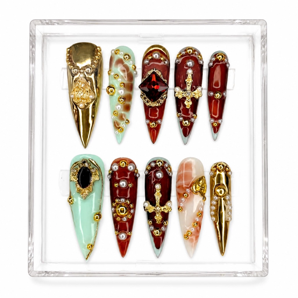 Press-on Nails Wholesale $9.90 Crimson Edge by Yabe Vietnam