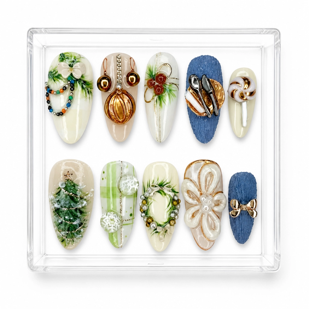 Press-on Nails Wholesale $9.90 Christmas Charm by Yabe Vietnam