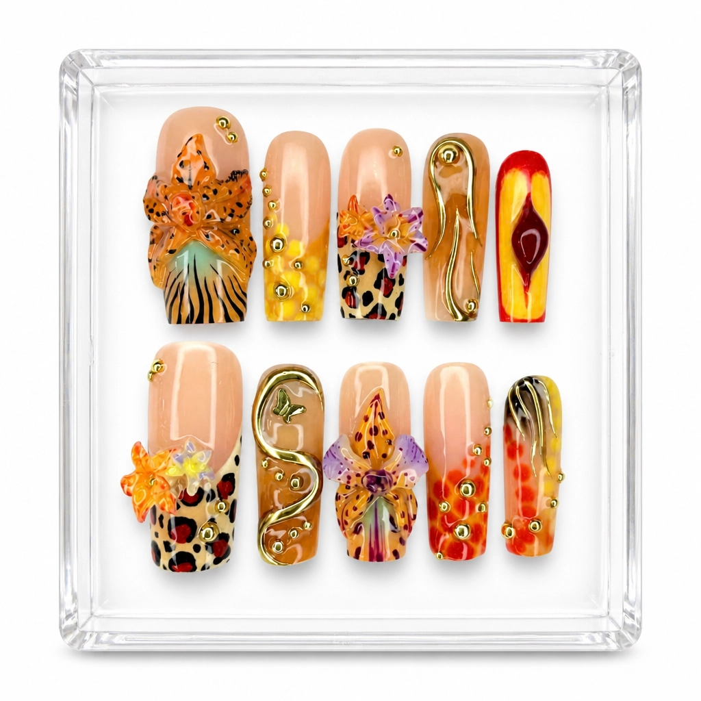 Press-on Nails Wholesale $9.90 Leopard Lily by Yabe Vietnam