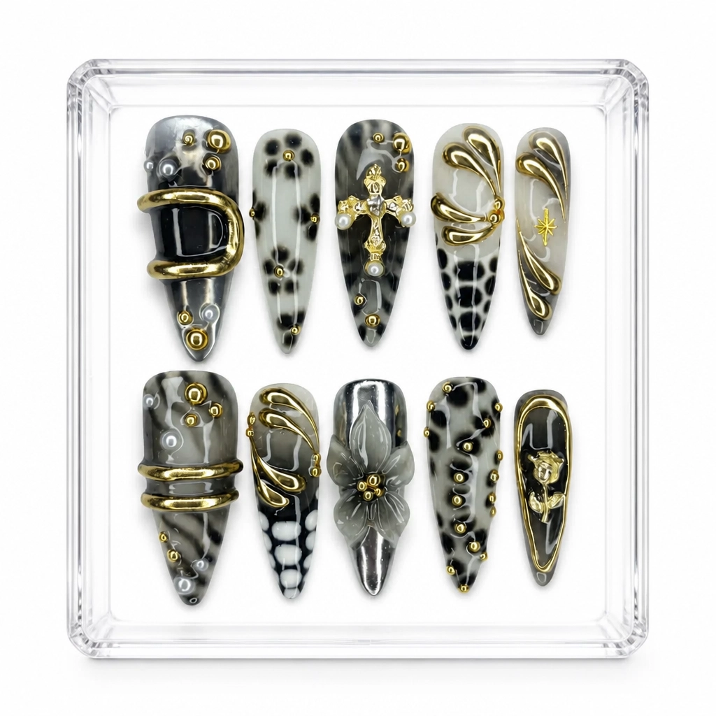 Press-on Nails Wholesale $9.90 Monochrome Luxe by Yabe Vietnam