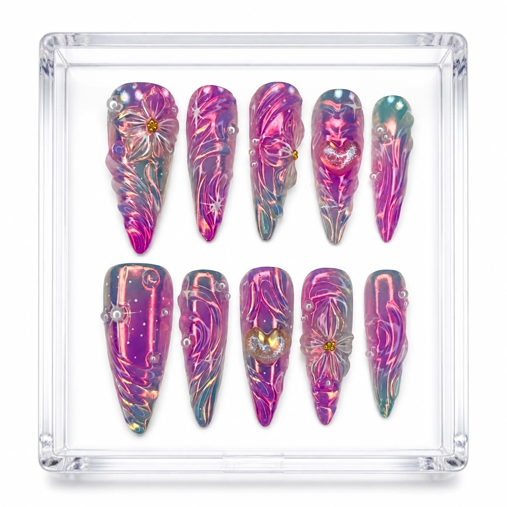 Press-on Nails Wholesale $9.90 Celestial Hearts by Yabe Vietnam