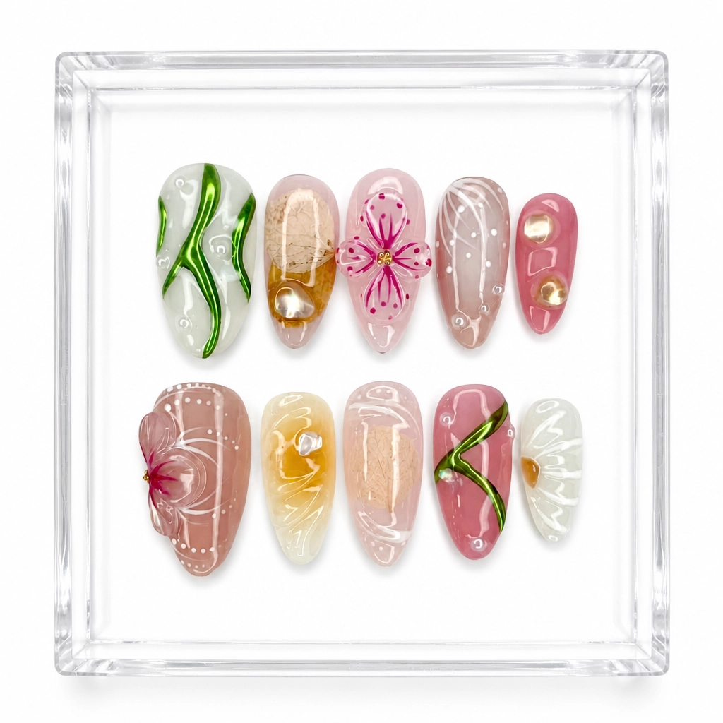 Press-on Nails Wholesale $9.90 Spring Botanicals by Yabe Vietnam