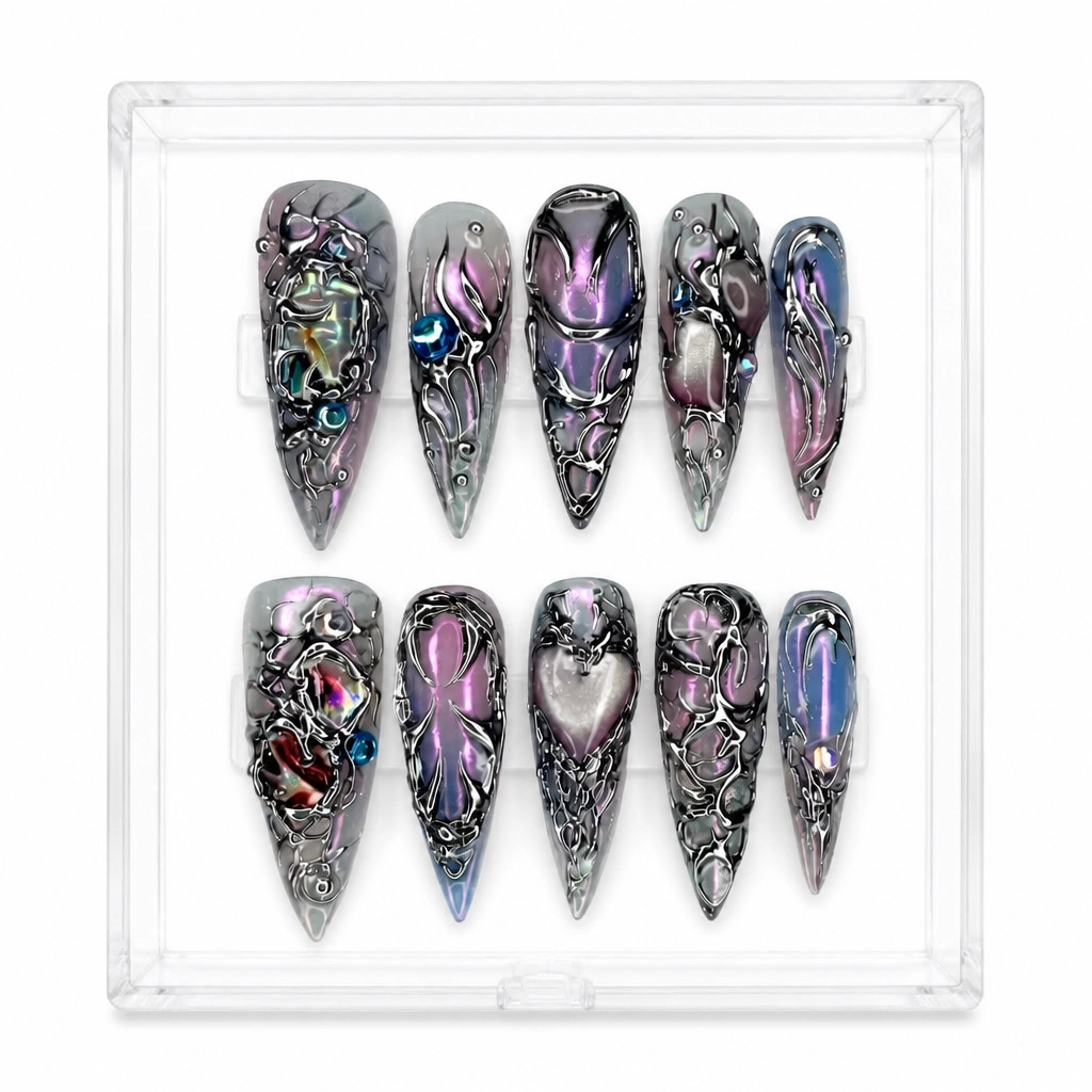 Press-on Nails Wholesale $9.90 Iridescent Armor by Yabe Vietnam