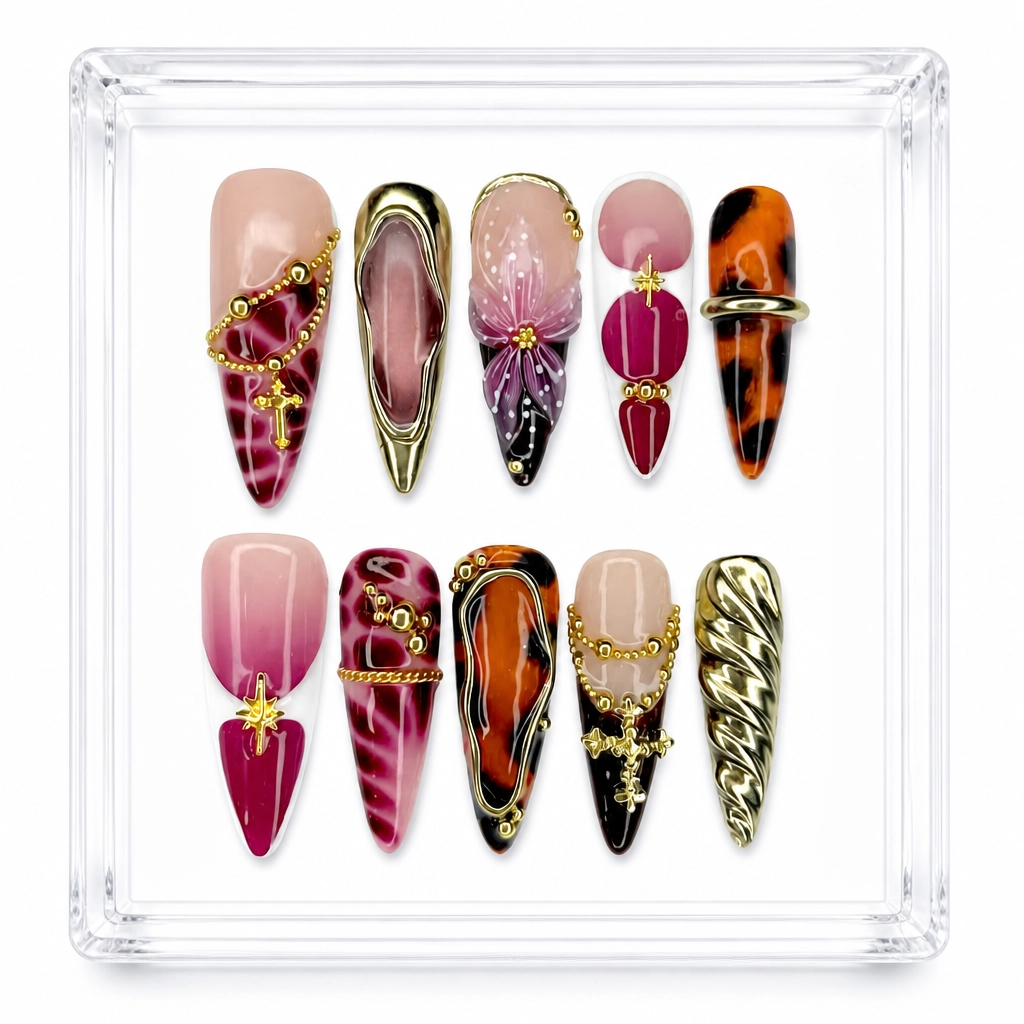 Press-on Nails Wholesale $9.90 Tortoise Glam by Yabe Vietnam